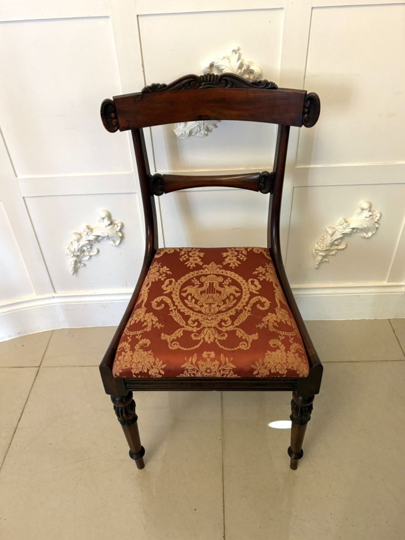 Antique Set of Six Quality Regency Carved Rosewood Dining Chairs